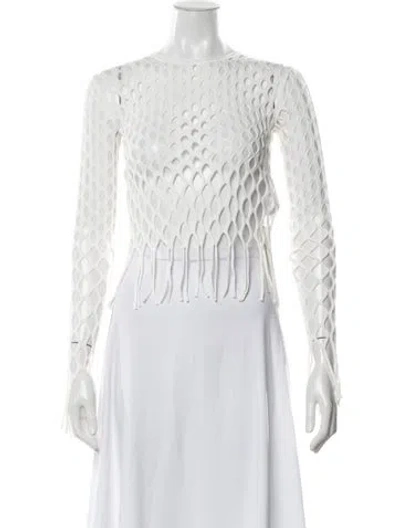 Pre-owned Dion Lee Crew Neck Long Sleeve Top In White