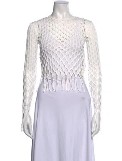 Pre-owned Dion Lee Crew Neck Long Sleeve Top In White
