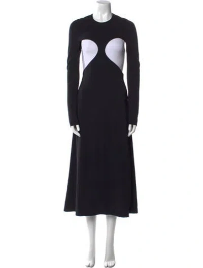Pre-owned Dion Lee Crew Neck Midi Length Dress In Black