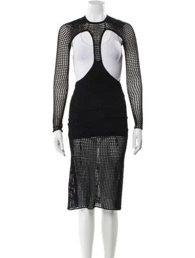 Pre-owned Dion Lee Crew Neck Midi Length Dress In Black