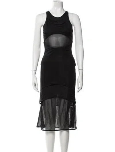 Pre-owned Dion Lee Crew Neck Midi Length Dress In Black