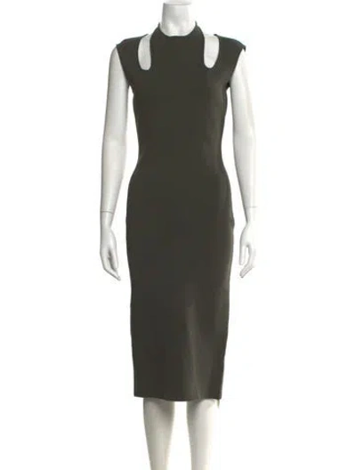 Pre-owned Dion Lee Crew Neck Midi Length Dress In Green