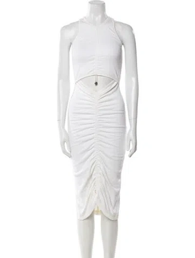 Pre-owned Dion Lee Crew Neck Midi Length Dress In White