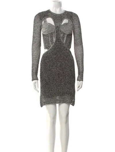 Pre-owned Dion Lee Crew Neck Mini Dress In Black