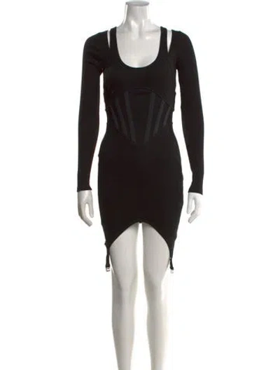 Pre-owned Dion Lee Crew Neck Mini Dress In Black
