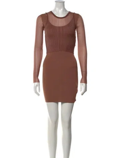 Pre-owned Dion Lee Crew Neck Mini Dress In Brown