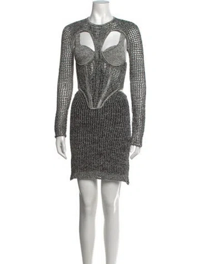 Pre-owned Dion Lee Crew Neck Mini Dress In Grey