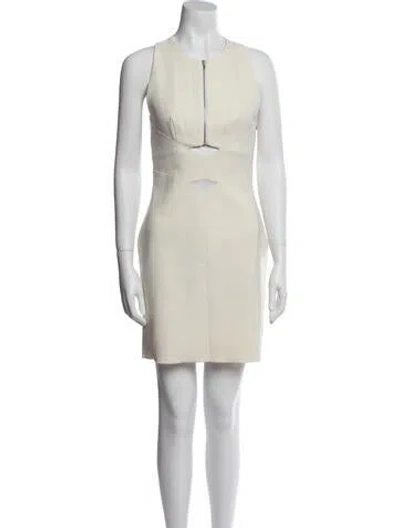 Pre-owned Dion Lee Crew Neck Mini Dress In White