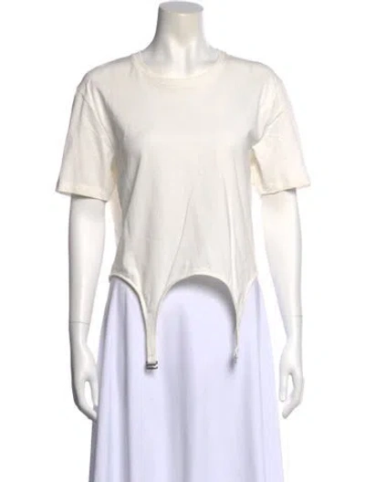 Pre-owned Dion Lee Crew Neck Short Sleeve Bodysuit In White