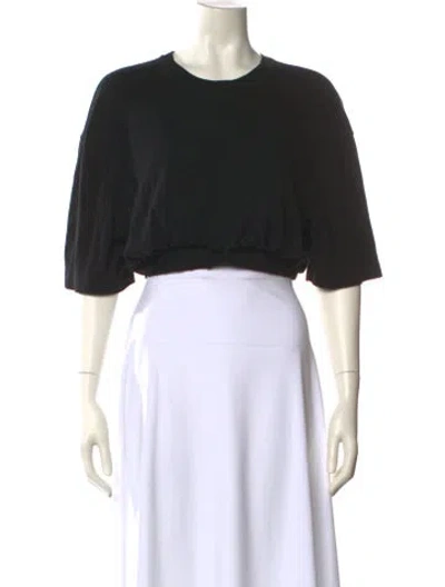 Pre-owned Dion Lee Crew Neck Short Sleeve Crop Top In Black