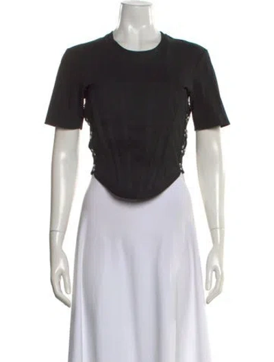 Pre-owned Dion Lee Crew Neck Short Sleeve Crop Top In Black