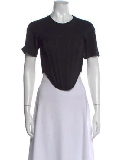 Pre-owned Dion Lee Crew Neck Short Sleeve Crop Top In Black
