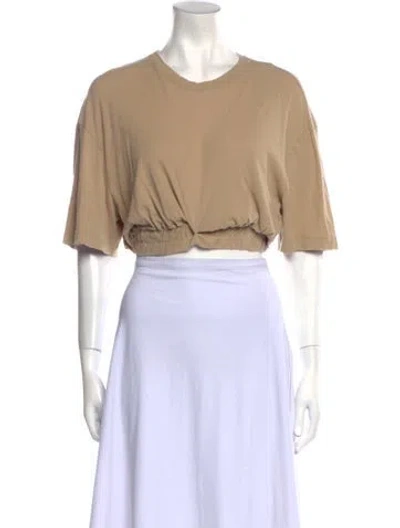 Pre-owned Dion Lee Crew Neck Short Sleeve Crop Top In Neutrals