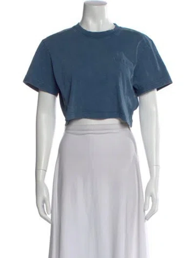 Pre-owned Dion Lee Crew Neck Short Sleeve Crop Top W/ Tags In Blue