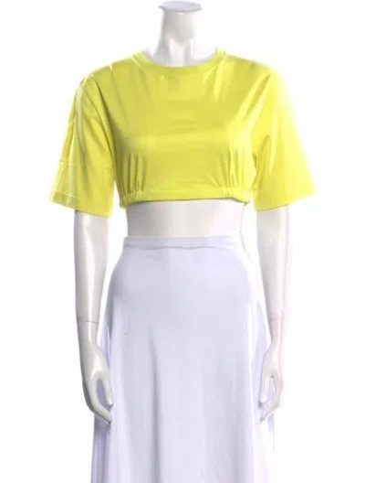 Pre-owned Dion Lee Crew Neck Short Sleeve Crop Top In Yellow
