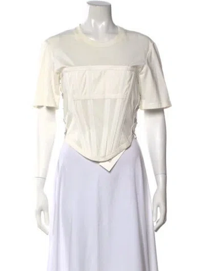 Pre-owned Dion Lee Crew Neck Short Sleeve Top In White