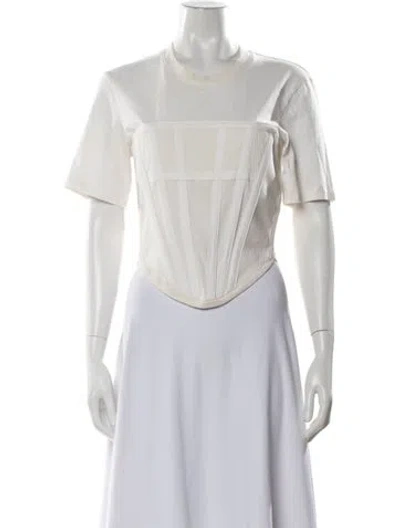 Pre-owned Dion Lee Crew Neck Short Sleeve Top In White