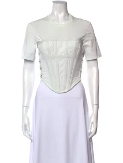 Pre-owned Dion Lee Crew Neck Short Sleeve Top In White