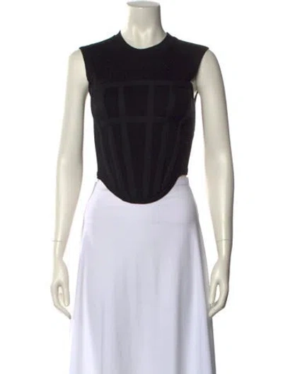 Pre-owned Dion Lee Crew Neck Sleeveless Crop Top In Black