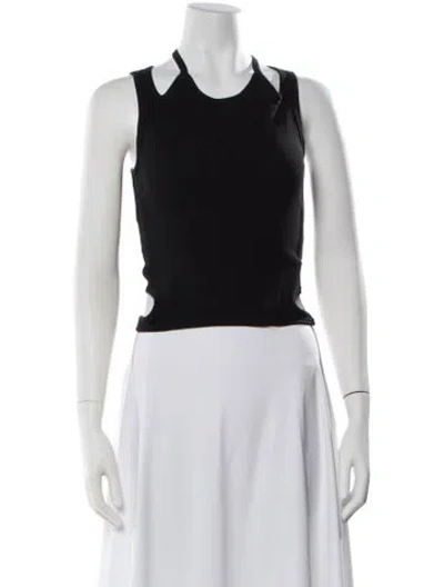 Pre-owned Dion Lee Crew Neck Sleeveless Crop Top In Black