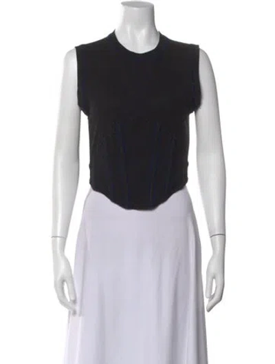 Pre-owned Dion Lee Crew Neck Sleeveless Crop Top In Black