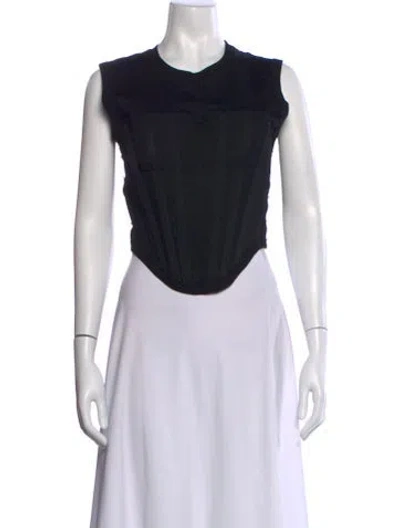Pre-owned Dion Lee Crew Neck Sleeveless Crop Top In Black