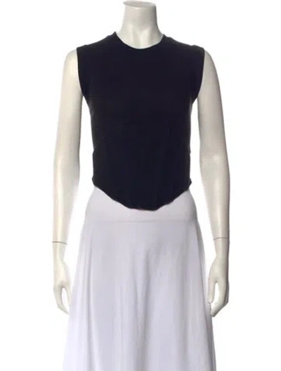 Pre-owned Dion Lee Crew Neck Sleeveless Crop Top In Black