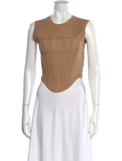 Pre-owned Dion Lee Crew Neck Sleeveless Crop Top In Brown