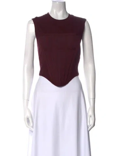 Pre-owned Dion Lee Crew Neck Sleeveless Crop Top In Burgundy