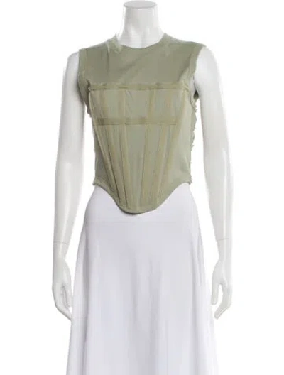 Pre-owned Dion Lee Crew Neck Sleeveless Crop Top In Green