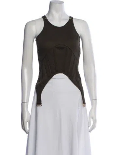 Pre-owned Dion Lee Crew Neck Sleeveless Crop Top In Green
