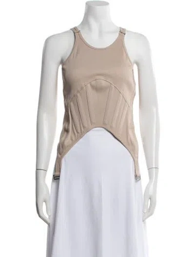 Pre-owned Dion Lee Crew Neck Sleeveless Crop Top In Neutrals