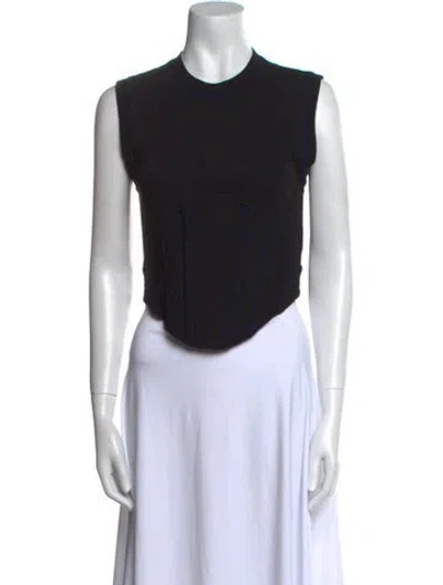 Pre-owned Dion Lee Crew Neck Sleeveless Crop Top W/ Tags In Black