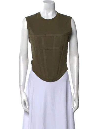 Pre-owned Dion Lee Crew Neck Sleeveless Crop Top W/ Tags In Green