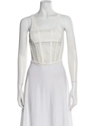 Pre-owned Dion Lee Crew Neck Sleeveless Crop Top In White
