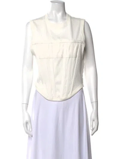 Pre-owned Dion Lee Crew Neck Sleeveless Crop Top In White