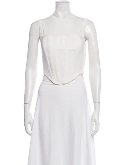 Pre-owned Dion Lee Crew Neck Sleeveless Crop Top In White