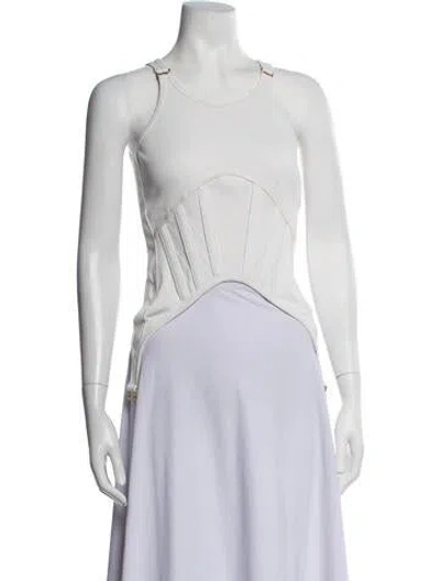 Pre-owned Dion Lee Crew Neck Sleeveless Crop Top In White