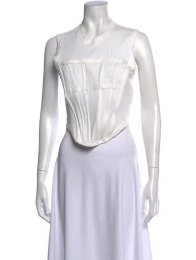Pre-owned Dion Lee Crew Neck Sleeveless Top In White