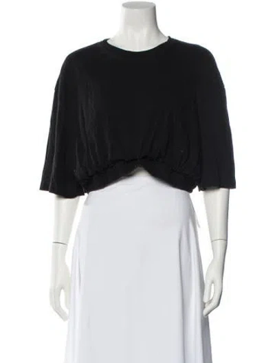 Pre-owned Dion Lee Crew Neck Three-quarter Sleeve Crop Top In Black