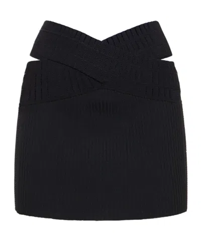 Dion Lee Crossed Ribbed Skirt In Black