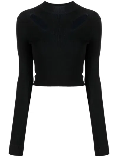 Dion Lee Cut-out Cropped Sweater In Black