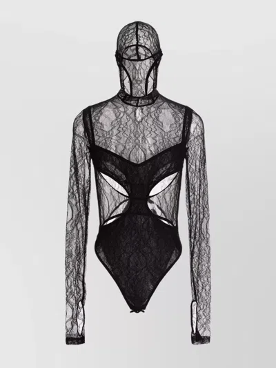 Dion Lee Cut-out Design Lace Bodysuit In Neutral