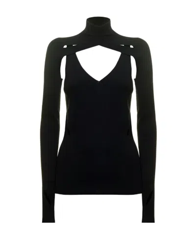 Dion Lee Cut-out Detail Knitted Top In Black