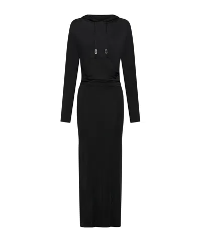 Dion Lee Cut-out Gathered Hooded Maxi Dress In Black