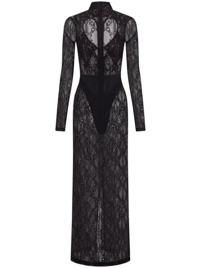 Dion Lee Cut-out Lace Maxi Dress In Black
