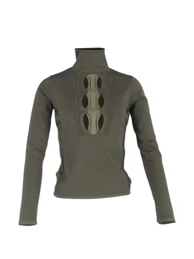 Pre-owned Dion Lee Cut-out Turtleneck Long-sleeve Top In Green