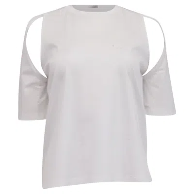 Pre-owned Dion Lee Cutout Accent T-shirt In White Cotton