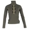 Dion Lee Cutout Turtleneck Long Sleeve Top In Olive Viscose In Green