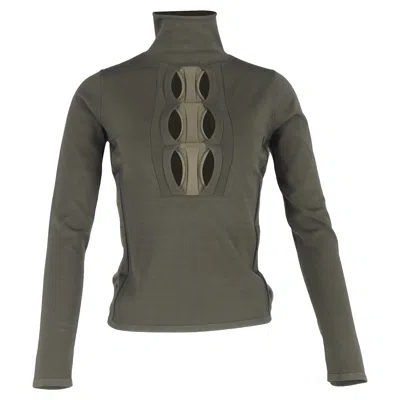 Dion Lee Cutout Turtleneck Long Sleeve Top In Olive Viscose In Green